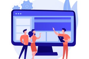 Corporate website abstract concept vector illustration. Official company website, business online representation, corporate vision page, web development, graphic design service abstract metaphor.